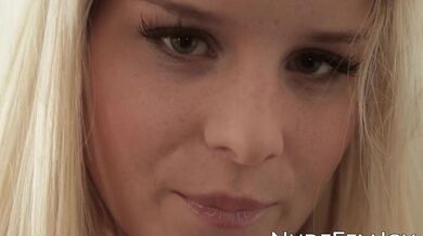 NUDE FEMJOY - Young hottie playing with flowers completely naked (Miela)