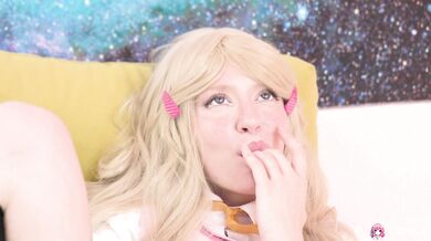 Solo blonde fuck doll,Crystal White is playing with glass dildo.