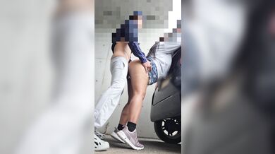 Big Ass Teen almost Got Caught Fucking Behind A Car