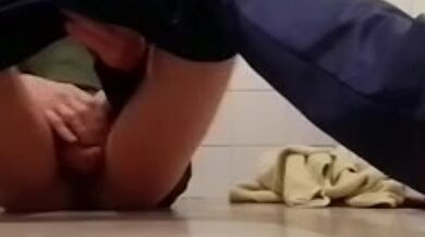 My BIG COCK is full of cum! Cum in a strong stream in the bathroom