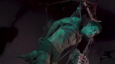 shibari hook suspension - TATTOO couple Bondage in the air