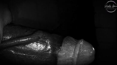 Oiled Horny Guy Masturbating Big Black Dick While Moaning