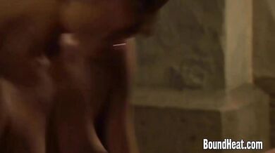 Lesbian Mistress With Big Naturals Using Strapon on Slaves