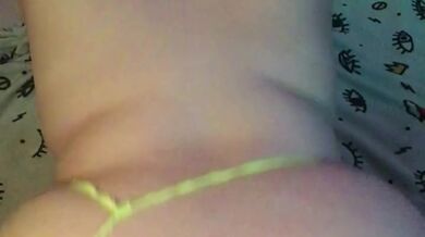 Fat ass slut bounces on dildo