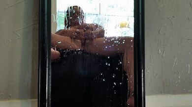 Drenched my mirror in cum