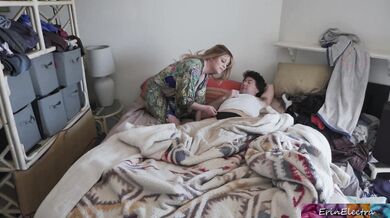 Caring stepmom rides her sick stepson to help him feel better