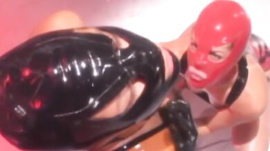 LATEXPASS - Masked latex subs toyed with by lesbian dominatrix