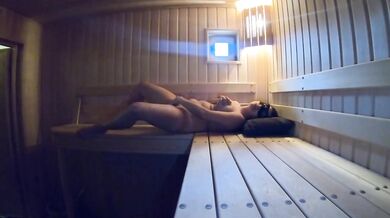 Big-Titted Babe Fingers Herself in the Sports Center Sauna