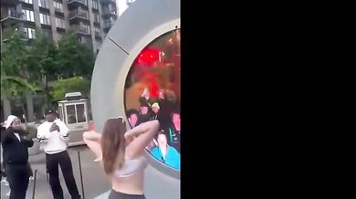 Ava Louise Breasts Scene in Ava Louise's Sexy Portal Flash At New York-Dublin Party