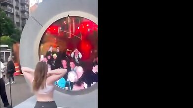 Ava Louise Breasts Scene in Ava Louise's Sexy Portal Flash At New York-Dublin Party