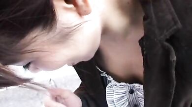 A rousing Asian chick in a downblouse video