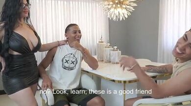 Antonella Jones gets double teamed by hung studs - hard threesome with deep blowjob & hardcore fucking