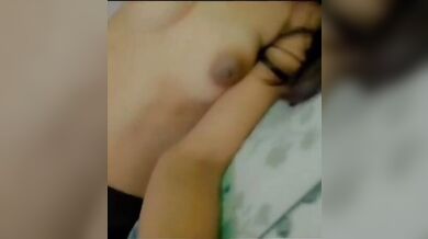 Beautiful Cute Lusty Slim Hijabi Girlfriend Squeezing Perky Round Boobs, Fingering Pussy & Giving Horny Expressions????