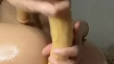 Sexy Asian fuck her ass with big dildo