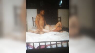 Watching a video on computer of my best friend fucking my tight pussy while my big boobs bounce