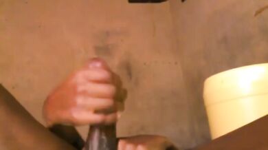 AFRICAN MAN WANKING AND MOANING LOUDLY WHILE STROKING HIS COCK