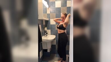 Cute MILF striptease before shower ????