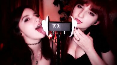 AftynRose ASMR Twin Ear Licking & Biting Babes Video