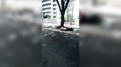 Trashy Hooker is fucked with intensity in the middle of the road