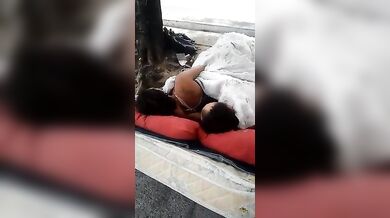 Trashy Hooker is fucked with intensity in the middle of the road