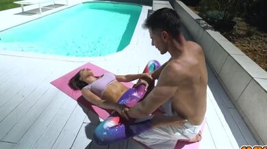 Busty milf fucks her yoga instructor and makes him cum so rough