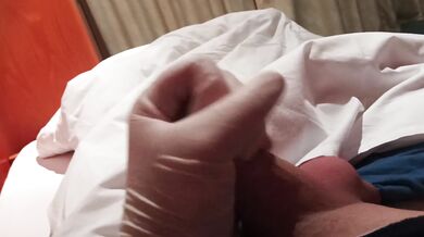 Unerected shaved uncut penis masturbation at home