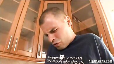 Alanah Rae hardcore threesome in the kitchen