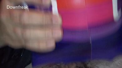 **NO MUSIC** Down Jacket Fetish Guy Fucks Water Wing on Bed of Inflatable Mattress.