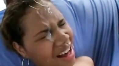 Busty Ebony Facial Cum Blasted