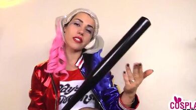 Harley Quinn cosplayers perfectly use their pantyhose feet porn