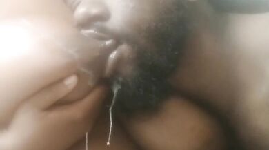 SUCKING MILK OUT OF BIG CHOCOLATE SOFT LACTATING TITS IN THE BATHROOM!!!!!!!!!