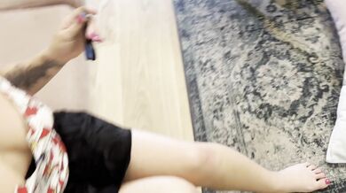 Horny Blonde College Slut in Short School Uniform Skirt gives his Teacher a Lesson by Cock Teasing but without an Orgasm