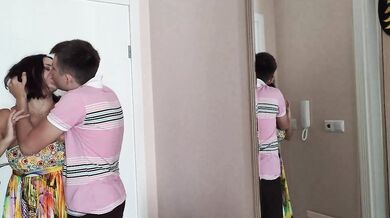 Double Cumshot Of The Neighbor's Wife While Her Husband Jerks Off At Home!