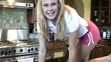 Little Summer masturbate kitchen