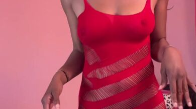 Sheer Red Dress Try on.