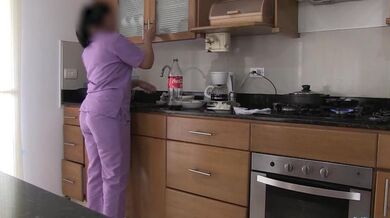 Step Mother With Huge Round Ass Works As A Maid And Gets F