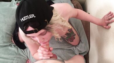 POV amateur blonde sucks and swallows