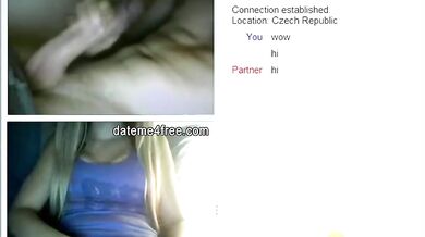 Hot Blonde Pulls Panties to the Side to Finger Herself