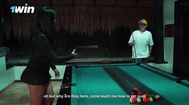 Colombian Mommy fucks her stepson's nerdy boy in the pool hall! Pipeboy1 & Lina Henao