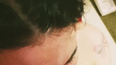 cumshot on the face of a beautiful girl