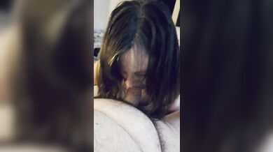 Busty Brunette MILF gives a sensual blowjob