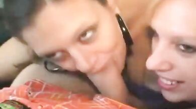 suck cameramans dick in a hot oral threeway