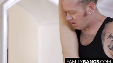 Curly Exotic Kira Perez Massaged by Brother in Law Johny Goodluck porn (Johnny Goodluck)