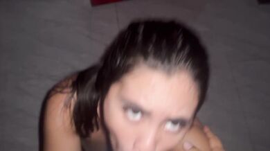 POV hot asian milf deepthroat and cum on her face!