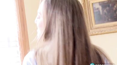 Teen Aubrey Star Removes Her Schoolgirl Uniform to Show Off