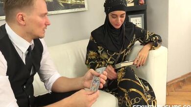 Sweet woman in hijab tried on salesman's cock instead of new clothes