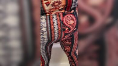 Submissive whore pees her pants.