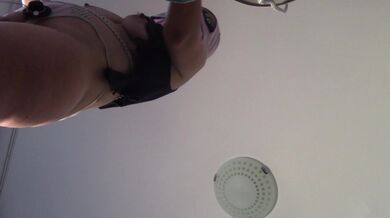 Amateur wife doing housework naked. Milf with hairy pussy, big ass.