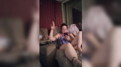 Purple Diamond In Purple Mini Skirt Smoking Cigarettes Playing Video Games