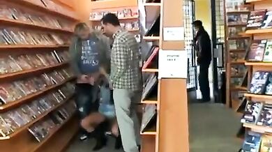 Blonde Slut Gets Load Of Cum Facial At A Video Store porn